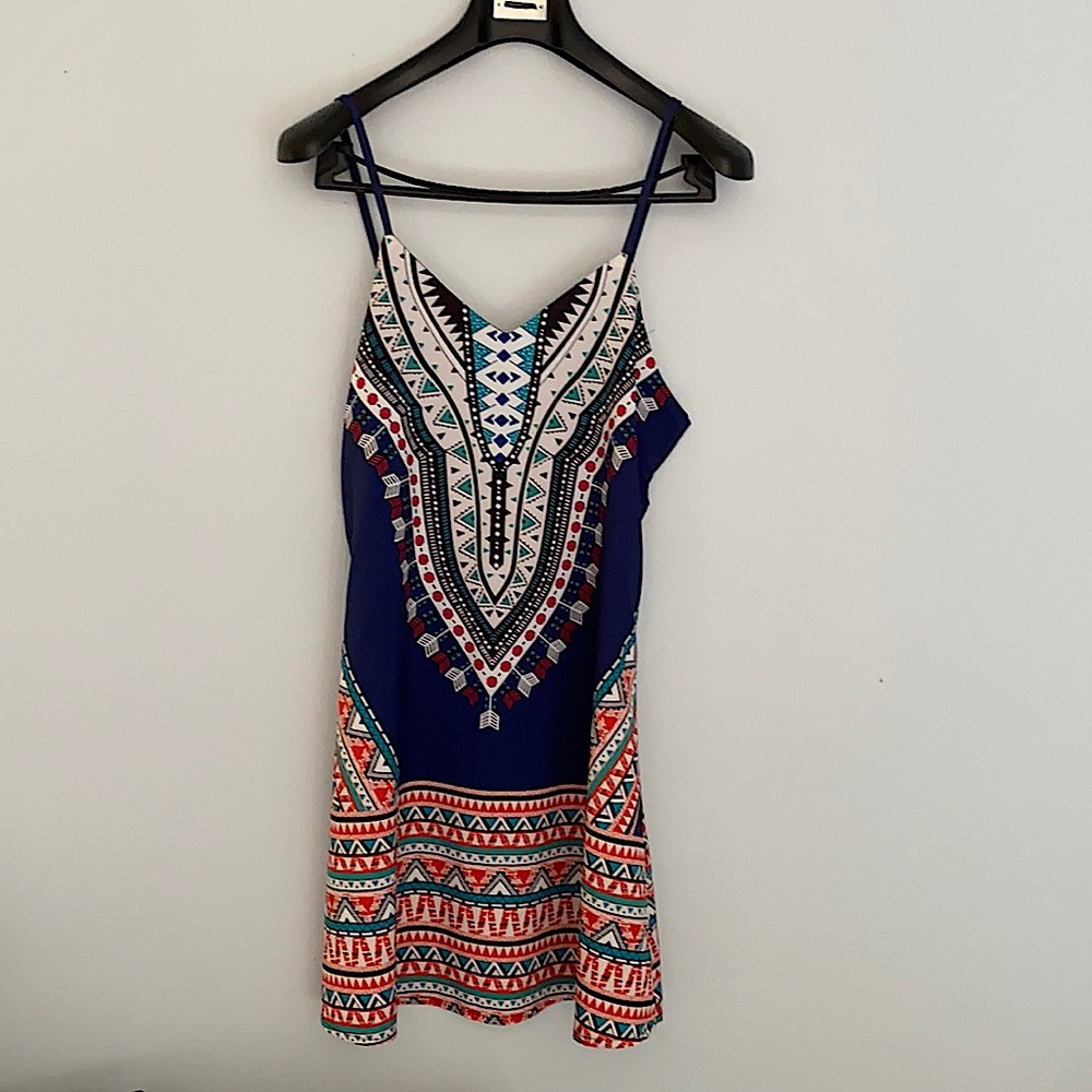 Indian print dress . Size small. Blue orange